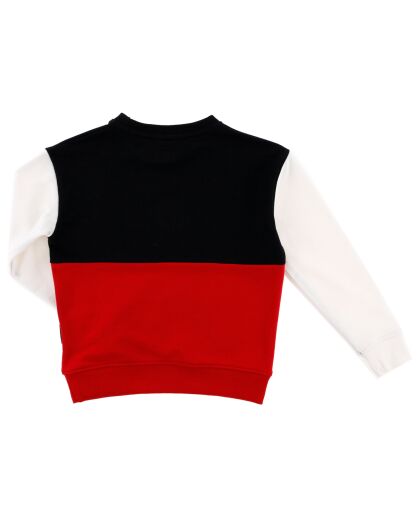 Sweat col rond en Coton tricolore noir/rouge/blanc